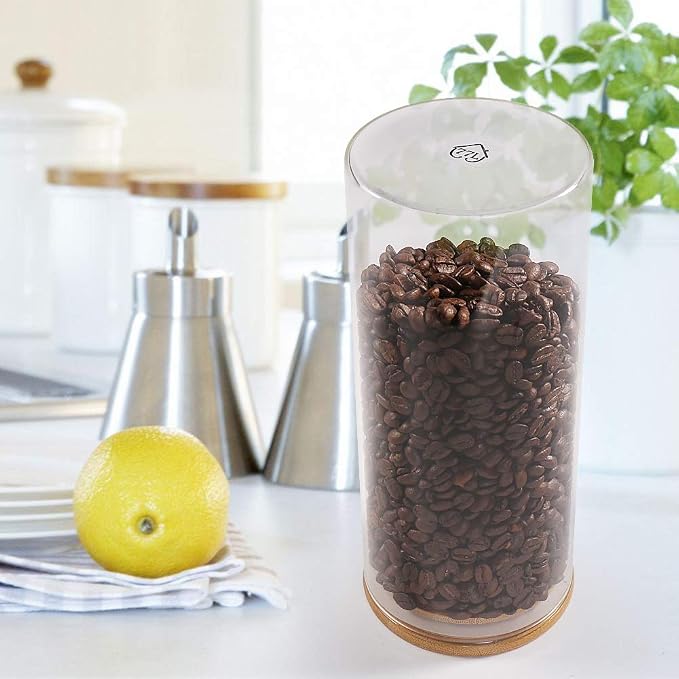 Glass Coffee Bean Container, 52.36 FL OZ (1550 ML), [Thickened Version] 77L Glass Food Storage Jar with Airtight Seal Bamboo Lid - Clear Food Storage Canister for Serving Tea, Coffee, Spice and More