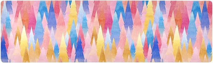 2-in-1 Table Runner Trivet for Hot Dishes Heat Resistant Hot Plate Mat Pad 39x12 Inch Waterproof Table Protector Trivets for Countertop Non Slip Decorative Colorful Christmas Trees