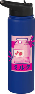 Kawaii Japanese Pink Retro 90s Strawberry Milk Carton Stainless Steel Insulated Water Bottle