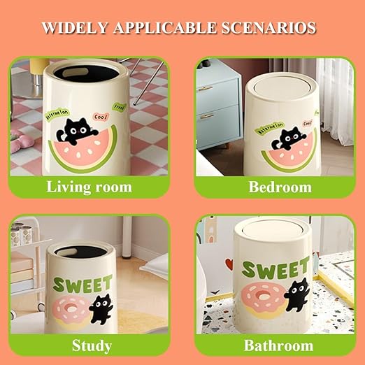 Plastic Trash can with lid, Universal Trash can, Weather-Resistant, Waste Sorting, for Bedroom, Study, Living Room(A,with lid)