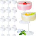 Jingmore 12 Pcs Ribbed Martini Glasses 10 oz Disposable Plastic Vintage Ribbed Coupe Glasses with Gold Rim Cocktail Unbreakable Dessert Parfait Glassware for Wedding Party Supplies (Pearl White)