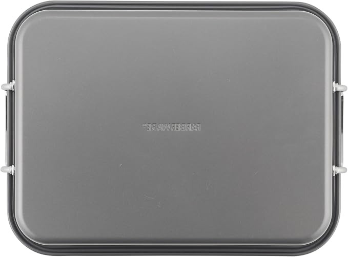Farberware Bakeware Nonstick Roaster with Flat Rack, Roasting Pan with Rack For Home Cooking, 11-Inch x 15-Inch, Gray