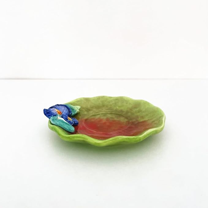 Ceramic Lrises Flower Coffee Mug and Saucer set with Spoon,3D Handmade and Hand-painted Tea Mug, 6OZ