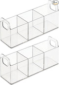 mDesign Plastic Condiment Organizer and Tea Bag Holder - 3-Compartment Kitchen Pantry/Countertop Storage Caddy - Divided Chip, Snack, Oatmeal Packet Holder - Lumiere Collection - 2 Pack, Clear
