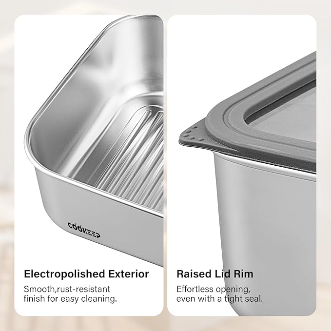 77oz/2300ml Stainless Steel Food Containers,Stainless Steel Containers with Lids,Snack Containers,Lunch Box,Easy Clean,Airtight&Leakproof for Kitchen Storage,Dishwasher Safe,BPA-Free