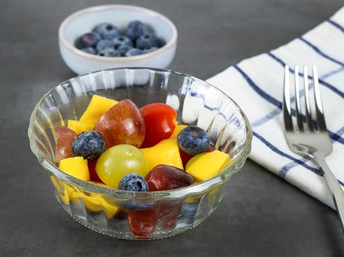 Marble Spoon Rest for Kitchen Counter, Stove Top, Spatula, Tongs Holder with Non-Slip Silicone Feet, 1 Pack + 4.5" Clear Textured Glass Bowls, Mini Bowls for Desserts, Dips and Fruit, 9.5oz, Set of 6