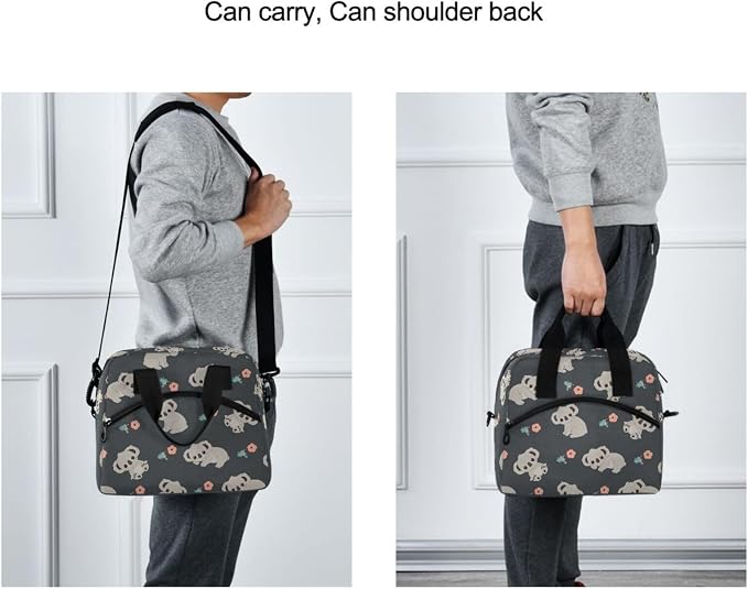 OREZI Kids Lunch Bag Girls Boys Children Student Women School Work Travel,Insulated Lunch Box Lunch Organizer Cooler Bento Bags with Adjustable Strap(Cute Floral Koala)
