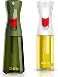 FLAIROSOL OLIVIA Glass Olive Oil Sprayer, Oil Sprayer for Cooking, 130Ml Clear Bottle & 200ML Green Bottle
