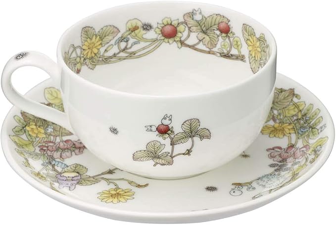Noritake T97285A/4660-3 My Neighbor Totoro Milk Tea Cup & Saucer, 11.8 fl oz (325 cc), Snake Strawberry Version, Microwave Safe, 1 Guest, Bone China