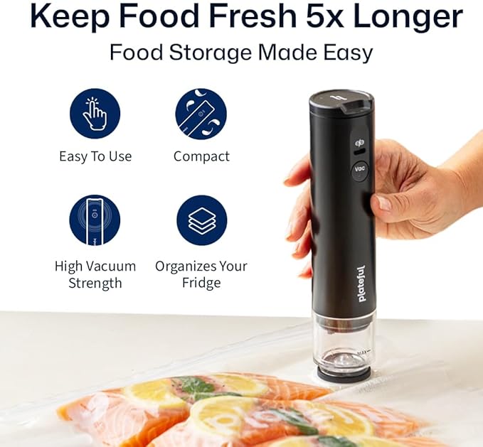 Handheld Vacuum Sealer for Food - Portable Cordless Food Vacuum Sealer Machine, Compact Mini Seal for Storage, Sous Vide & Freezer Preservation (45 Bags)