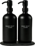 MaisoNovo Soap Dispenser 3 Piece Set - 16.9oz Black Bottles with Black Stainless Steel Pump Core