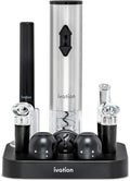 Ivation 9-Piece Wine Set | Electric Opener, Air Pump, Pourer with Aerator, Wine and Champagne Stoppers, Foil Cutter, and Stand.