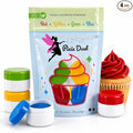 Pixie Dust Natural Food Coloring Powder Set of 4, Red, Yellow, Blue, Green, Dye Free Plant Based Cake Decorating Colors for Icing, Frosting & Drinks, Flavorless, Kosher, Vegan, Non Toxic, 0.68 oz - 20 gr.