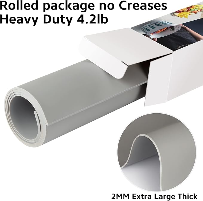 Silicone Mat Heat Resistant Mats for Countertop, Multipurpose Large Silicone Mats for Crafts Kitchen Workbench Size 48x24 inches Thick 2mm,Rolled Package,Grey