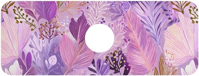 Kitchen Sink Splash Guard 1 PC 14.7 Inch Sink Faucet Mat Splash Guard for Bathroom Countertop Water Absorbent Foldable Cuttable Soft Washable Boho Pink Leaf