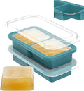 DOQAUS Silicone Freezer Molds, Reinforced Steel Frame 2-Cup Ice Cube Trays with Lid, 2 Pack 2-Cavity BPA-Free Soup Containers for Meal Prep, Kitchen