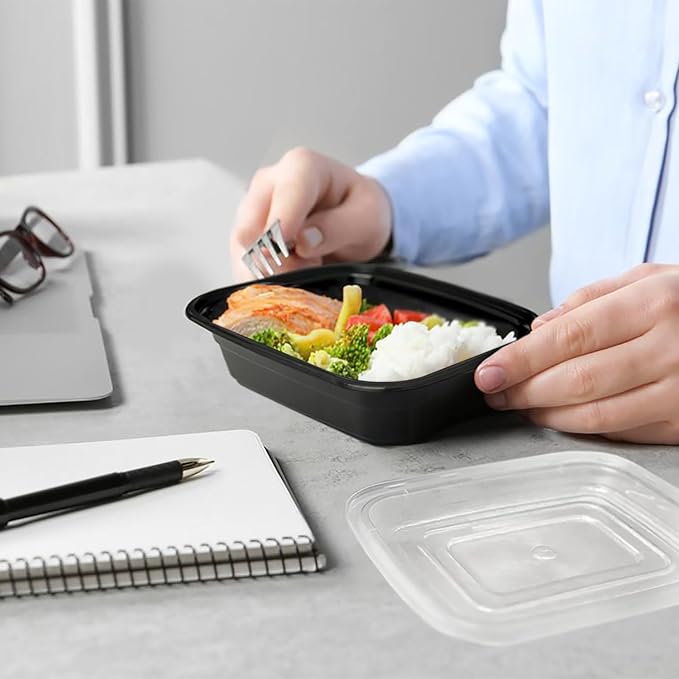 GUSTO [12 oz - Case of 150 1-Compartment Meal Prep Containers with Lids – Reusable, Microwaveable, Dishwasher & Freezer Safe, BPA-Free Food Storage Boxes for Portion Control (Formerly Comfy Package)