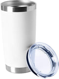HASLE OUTFITTERS 20oz Tumblers Bulk Stainless Steel Cup with Lid Double Wall Vacuum Insulated Coffee Mug for Cold & Hot Drinks 1 Pack, White