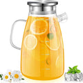 1 Gallon 128oz Glass Pitcher, Water Pitcher with Full Seal Lid and Spout, Glass Carafe for Hot/Cold Water, Large Jug for Juice and Homemade Beverage