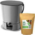 TeraGanix Bokashi Compost Starter Kit, Essential Bucket + Base, Indoor Composting, 15.3L (4gal) Capacity, Airtight, Odor & Pest-Free, Includes Bokashi Rice Bran & Liquid Collection Base, (Grey)