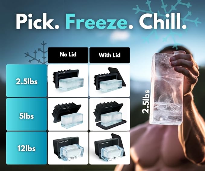 Alaskey® Extra Large Ice Block Mold 5 lbs With Lid (Single) | Create Perfect Ice Bricks | Professional Silicone Mold for Crafting Giant Ice Cubes, Ideal for Ice Baths, Coolers, Bartender Accessories