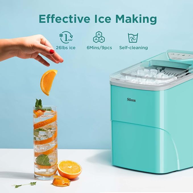 Silonn Ice Maker 9 Cubes in 6 Mins with Black+Decker 12-Cup Programmable Coffee Maker Bundle