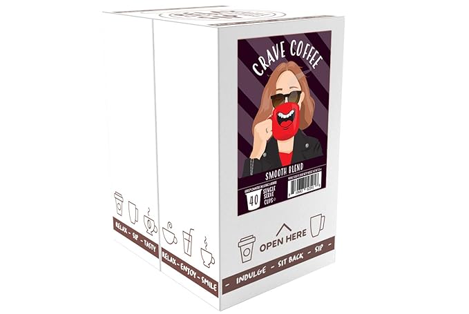 Crave Beverages Beverage Smooth Blend - Colombian, Medium Roast Coffee Pods, for Keurig K Cup Brewers, 40 Count