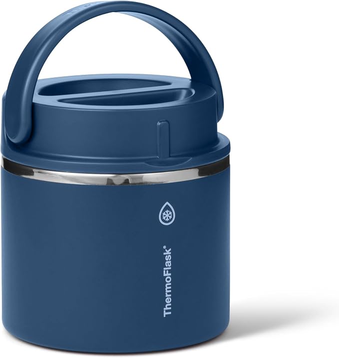 ThermoFlask Insulated Food Jar with Leakproof Lid (20 oz, Navy) - Stainless Steel Food Containers for Hot & Cold Meals, Lunch, Soup & Snacks