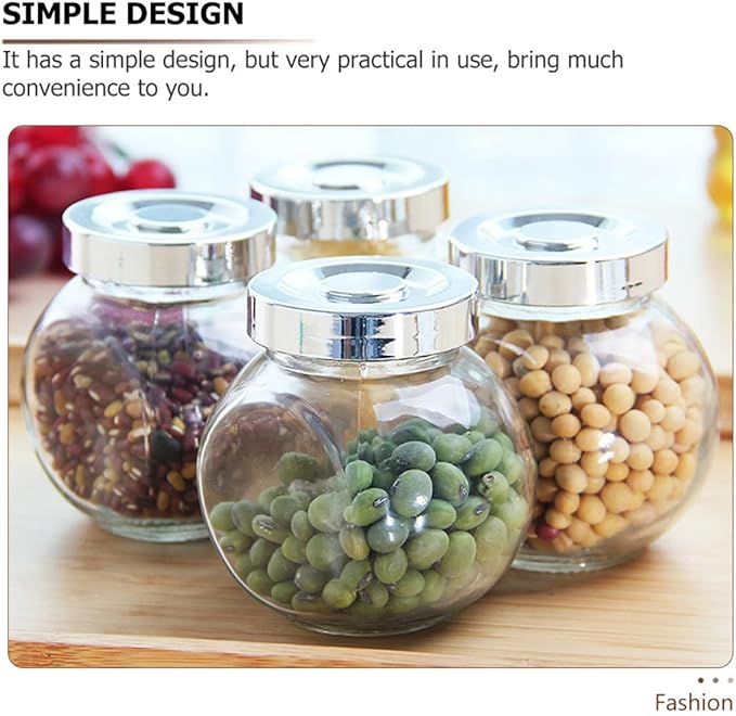 COLLBATH 8pcs Glass Jar Meal Prep Containers Canning Jars Lids Sealed Cans for Home Kitchen