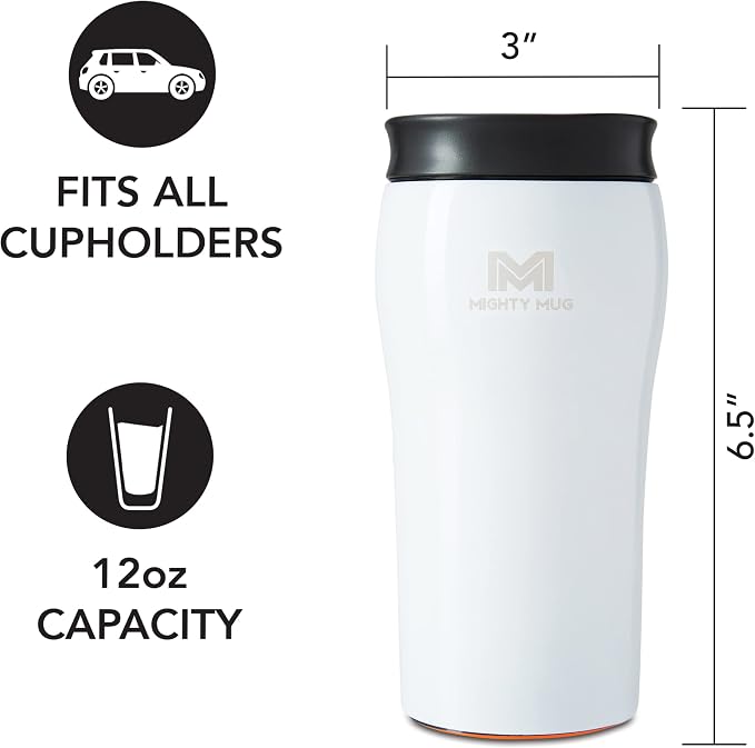 Mighty Mug | The Untippable Mug | Grips When Hit, Lifts for Sips | Insulated Stainless Steel Tumbler | Cupholder Friendly | Gifts for Women Men All | Leakproof | 4 Hours Hot / 24 Cold | 12oz | Moon