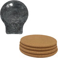 Marble Spoon Rest, Black, 1 Pack + Round Cork Trivets, 7.5 Inches, 4 Pack