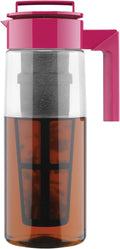 Takeya Flash Chill Iced Tea Maker - Versatile Tea Brewer for Loose/Bagged Tea - Patented Flash Chill Tech Hot/Cold Use BPA-Free Tritan Dishwasher Safe - Airtight Lid Made in USA - 2 Quart/Raspberry
