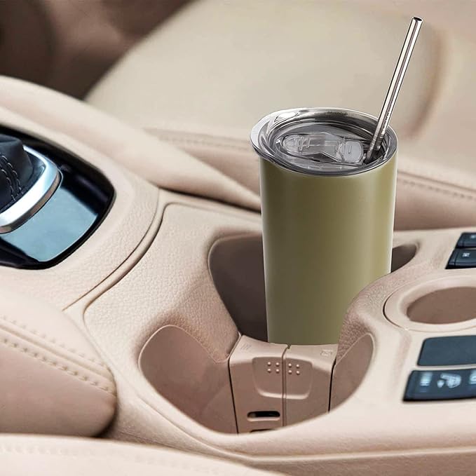 6 Pack Stainless Steel Skinny Tumbler, 20 OZ Double-Insulated Water Tumbler Cup with 6 Straw and 3 Brush, Vacuum Travel Mug Gift for Hot Cold Drinks with Cleaning(Black)