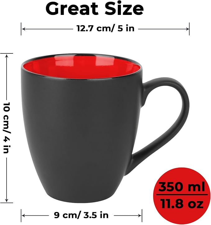 MIAMIO - Set of 6 Coffee Mugs 12 oz, Modern Ceramic Coffee Cup Set, Large Mugs for Coffee, Cappuccino and Tea, Kitchen Mug Set for Home and Office – Le Papillon Collection