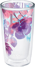 Tervis Made in USA Double Walled Watercolor Floral Purple - Crystal Insulated Tumbler Cup Keeps Drinks Cold & Hot, 16oz, Watercolor Blossoms