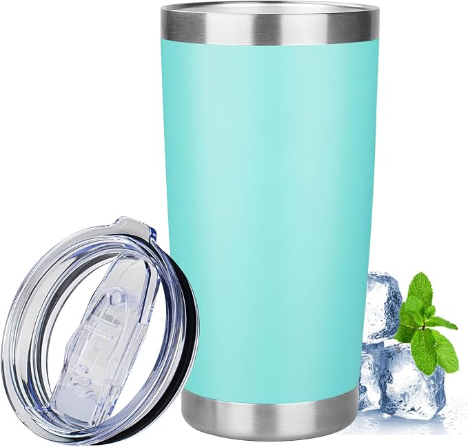 20oz Tumbler with Lid Stainless Steel Insulated Tumblers Travel Coffee Tumbler Bulk Double Wall Vacuum Insulated Water Cup Gifts for Christmas Women Men Her Him Home Office(Teal, 1pack)