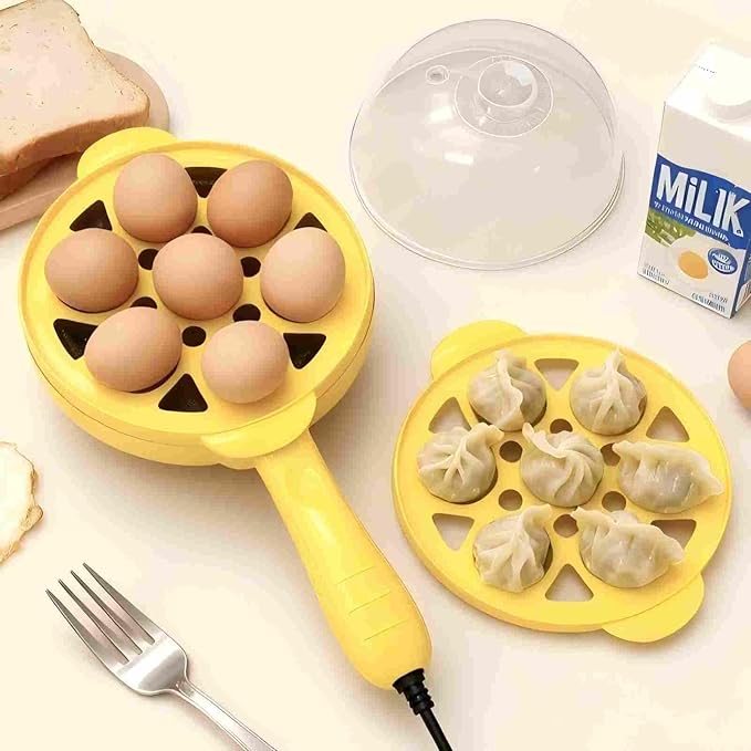 Boiled Egg Cooker 450W,Hard Boiled Eggs Cooker Electric 7 Egg Capacity,Plastic,Auto Power Off with Measuring Cup,Compact,Easy for Kitchen,Travel,Yellow (Yellow)