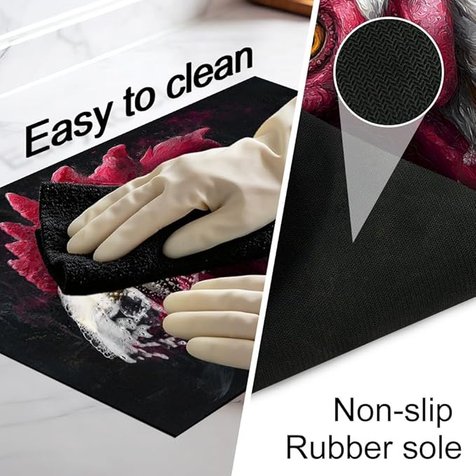 Stove Top Cover for Electric Stove 28.4 x 20.5 Inch Non Slip Stove Mat Oil Proof Rooster Portrait Glass Cooktop Protector Kitchen Counter Mat