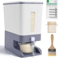 Mity rain Rice Dispenser 20 Lbs with Moisture Absorbing Clay, Rice Storage Container with Measuring Cup, 12 L Cereal Containers Storage Airtight for Kitchen Pantry Organization Gray