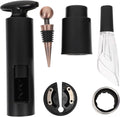 6pcs Wine Accessory Set Black Wine Opener Vacuum Stoppers and Decanter for Freshness and Elegance and Parties