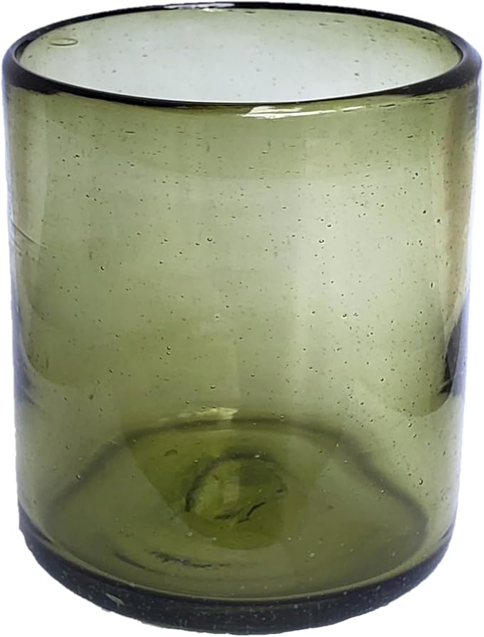 Solid Olive Green 9 oz Short Tumblers (set of 6), Recycled Glass, Lead-free, Toxin-Free (9oz Tumbler)