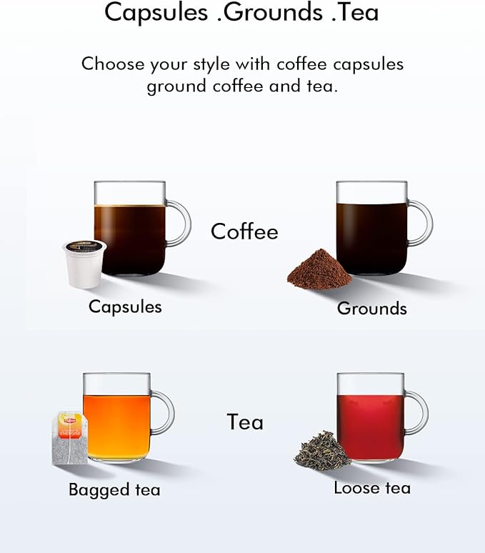 3-in-1 Single Serve Coffee Maker, Quick Brew for Coffee Pods, Ground Coffee, & Loose Tea, 6-12oz Cup Sizes, 50oz Removable Water Tank, 1150W, Compact & Efficient, Red