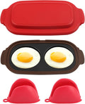 Quick-Heat Microwave Egg Cooker & Poacher, Non-Stick 2 Eggs Maker for Breakfast Sandwiches, Portable Multi-use Egg Fryer for Home,Travel,Gifts, Dishwasher-Safe, Save Time