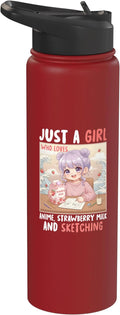 Just a Girl Who Loves Anime Strawberry Milk and Sketching Stainless Steel Insulated Water Bottle