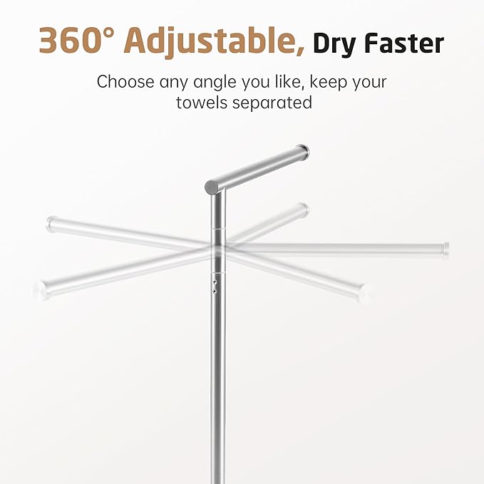 KES Hand Towel Holder Stand for Bathroom, Countertop Towel Stand Swivel with Marble Base, 17.3" 2 Arms Hand Towel Holder Freestanding Counter Top 18/8 Stainless Steel Brushed Finish, BTH233A-2
