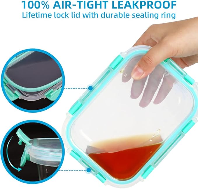DAS TRUST 10 Pack Glass Meal Prep Containers Microwave Safe Meal Prep Bowls Food Storage Containers Glass Food Prep Containers with Lids Lunch Containers for Adults Meal Prep Lunch Box Bento Boxes