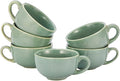 Coffeezone Set of 6 Cups Vintage Design 12 oz Professional Barista Ceramic Latte Art Cappuccino Cups Set (Green * 6)