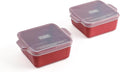 Souper Cubes Ceramic Baking Dishes 2.0-5" x 5" Baking Dishes with Silicone Lids, Individual Baking Dishes for Oven, Microwave, Oven and Air Fryer Safe, USA Made, Set of 2 - Cranberry