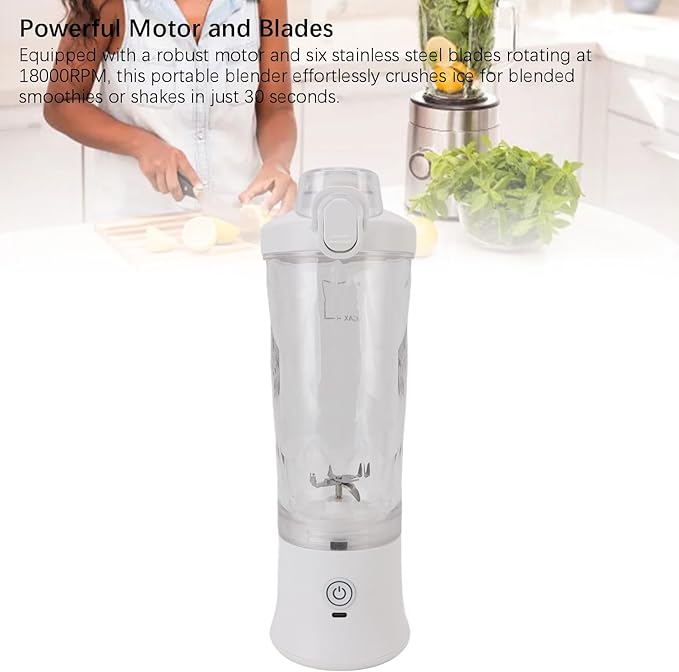 Luqeeg 600ML Blender for Smoothies, USB C Rechargeable, Portable Blender with Stainless Steel Blades Rgb Light Mini Juicer Cup for Smoothies Shakes Food Prep Frozen Blending