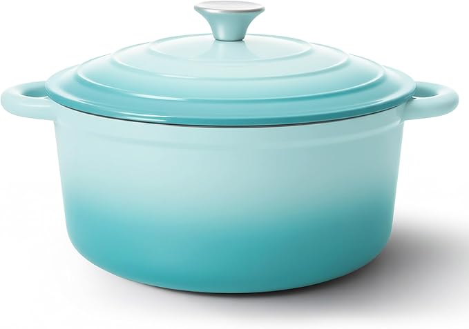 6 Quart Dutch Oven Pot with Lid, Non Stick Enameled Cast Iron Dutch Oven for Bread Baking, Heavy-Duty, Oven Safe Ceramic Cookware Up to 500°F for Baking, Braising, Stews, Roasting, Verdant